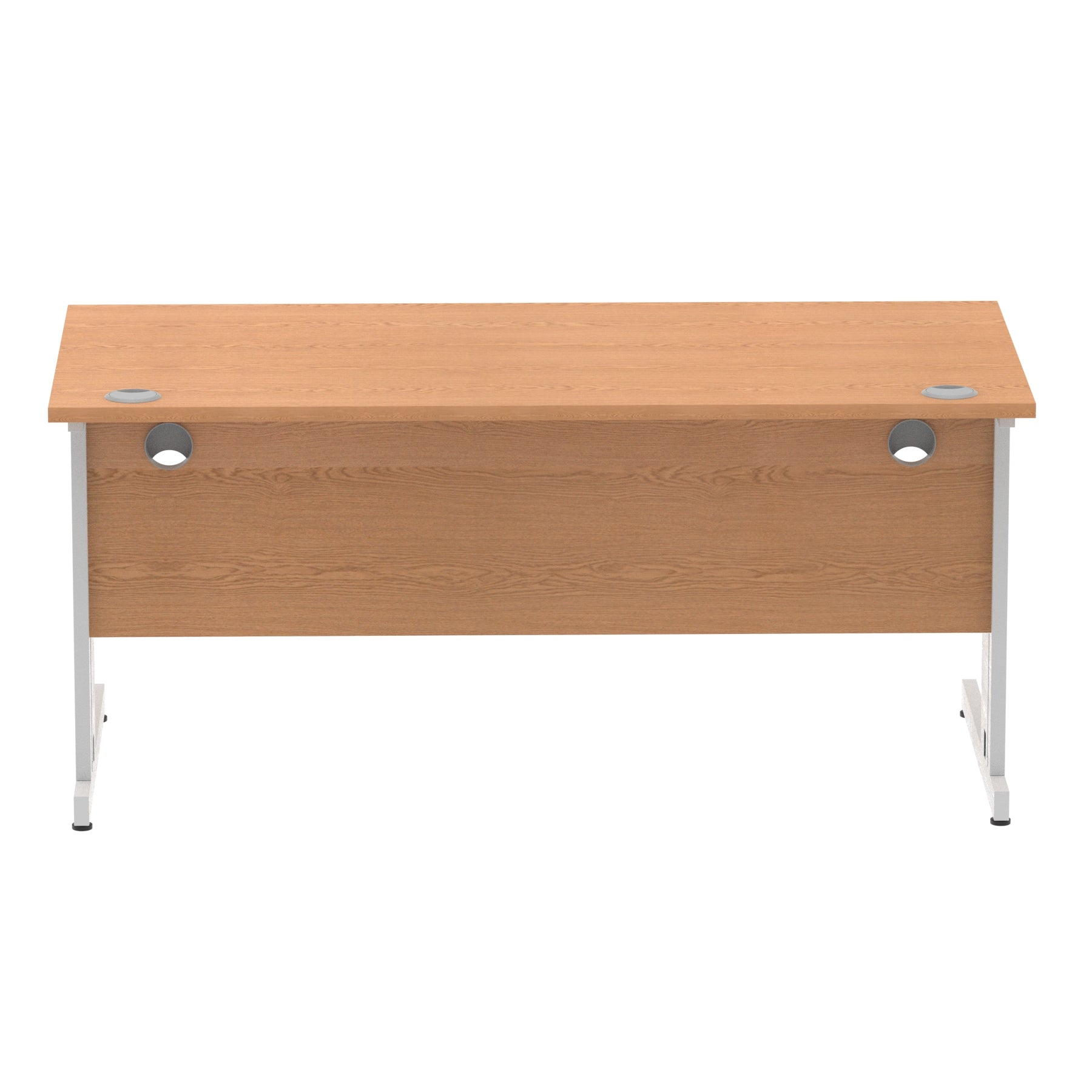 Impulse 1600mm Straight Desk with Cable Managed Leg - MFC Rectangular Table, 1600x800, Silver/White Frame, 5-Year Guarantee