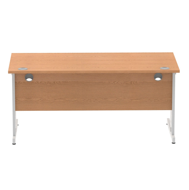 Impulse 1600mm Straight Desk with Cable Managed Leg - MFC Rectangular Table, 1600x800, Silver/White Frame, 5-Year Guarantee