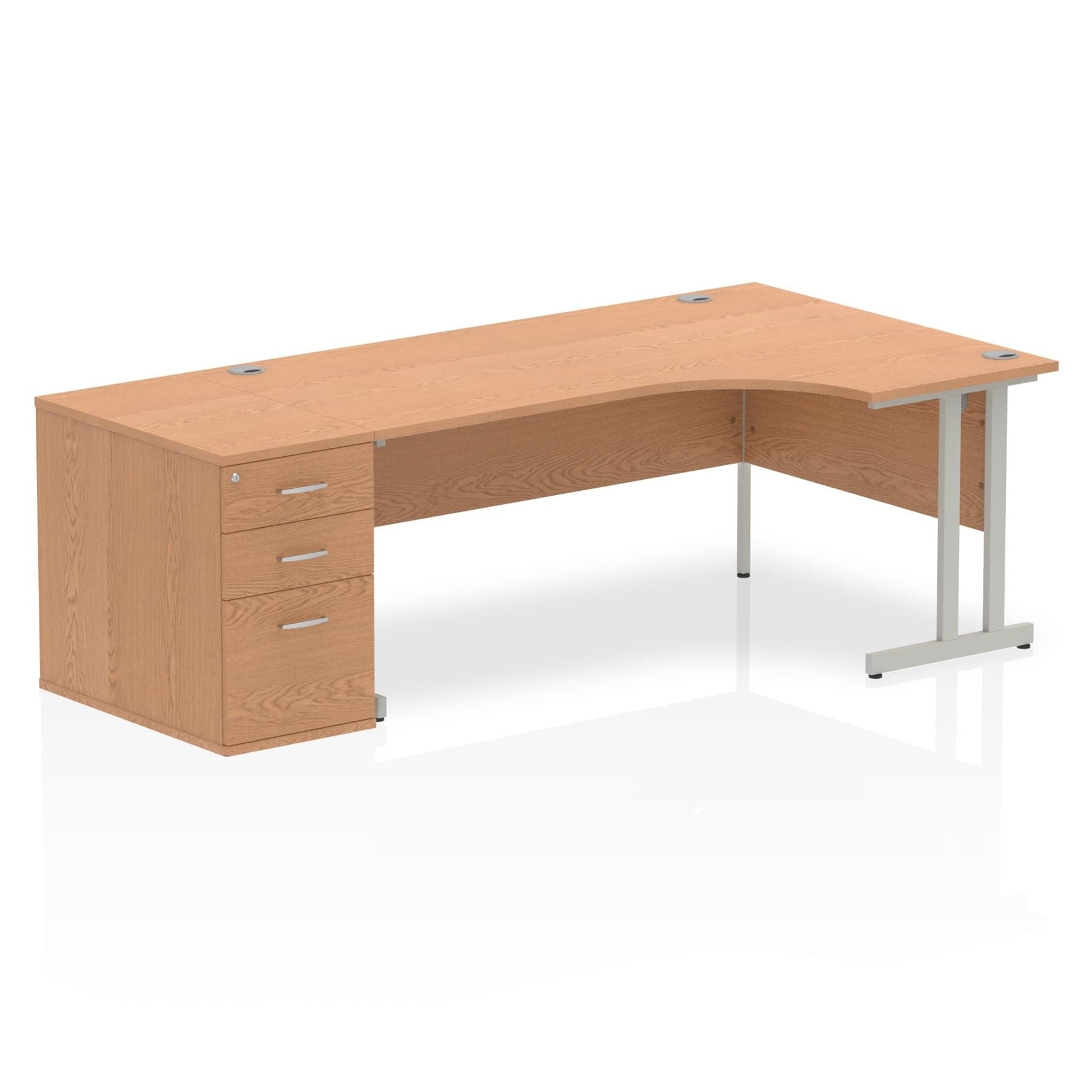 Sturdy 1800mm Freestanding Cantilever Desk with Pedestal | Heat & Weather Resistant Melamine Finish | Dynasty