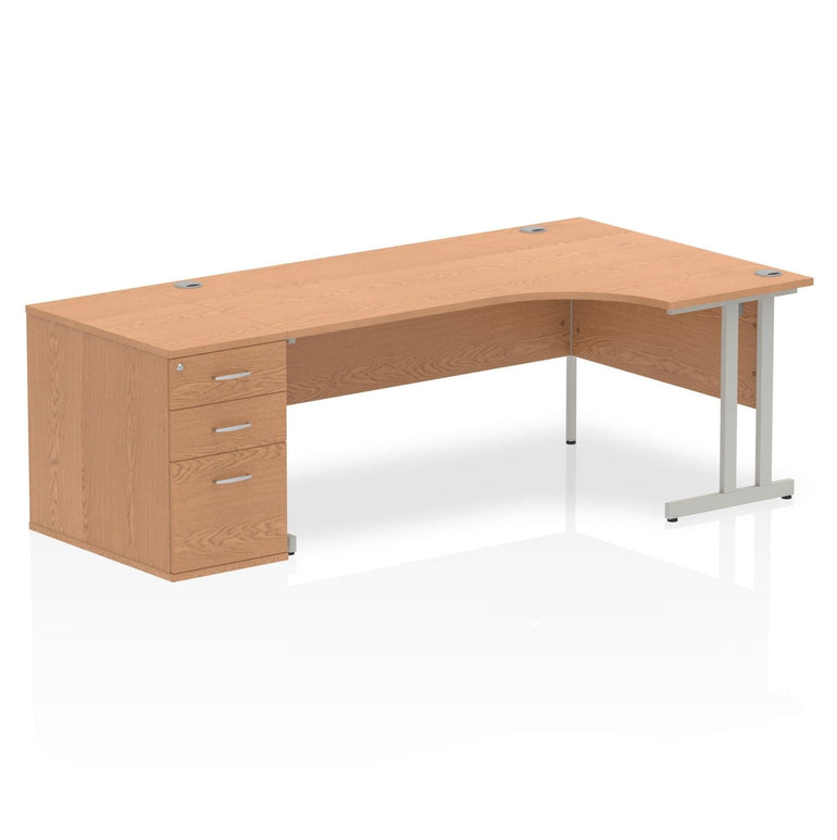 Sturdy 1800mm Freestanding Cantilever Desk with Pedestal | Heat & Weather Resistant Melamine Finish | Dynasty