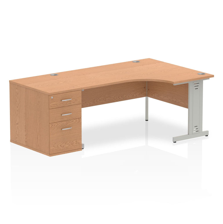 Sturdy Dynasty Freestanding 1600mm Right Crescent Desk with Cable Management and Heat-Resistant Finish