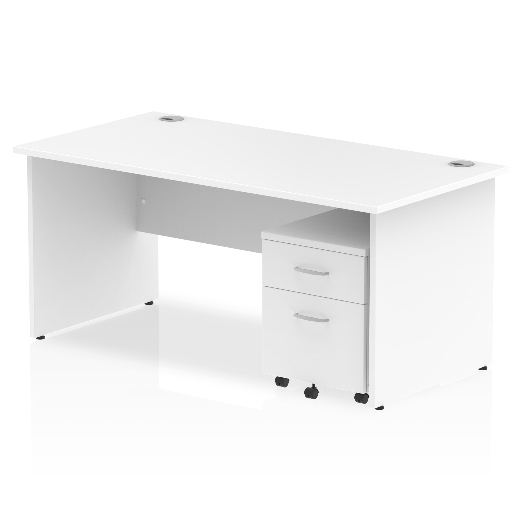 Impulse Panel End Straight Desk (1200-1800mm) with Mobile Pedestal - MFC, Rectangular, Lockable Drawers, 5-Year Guarantee