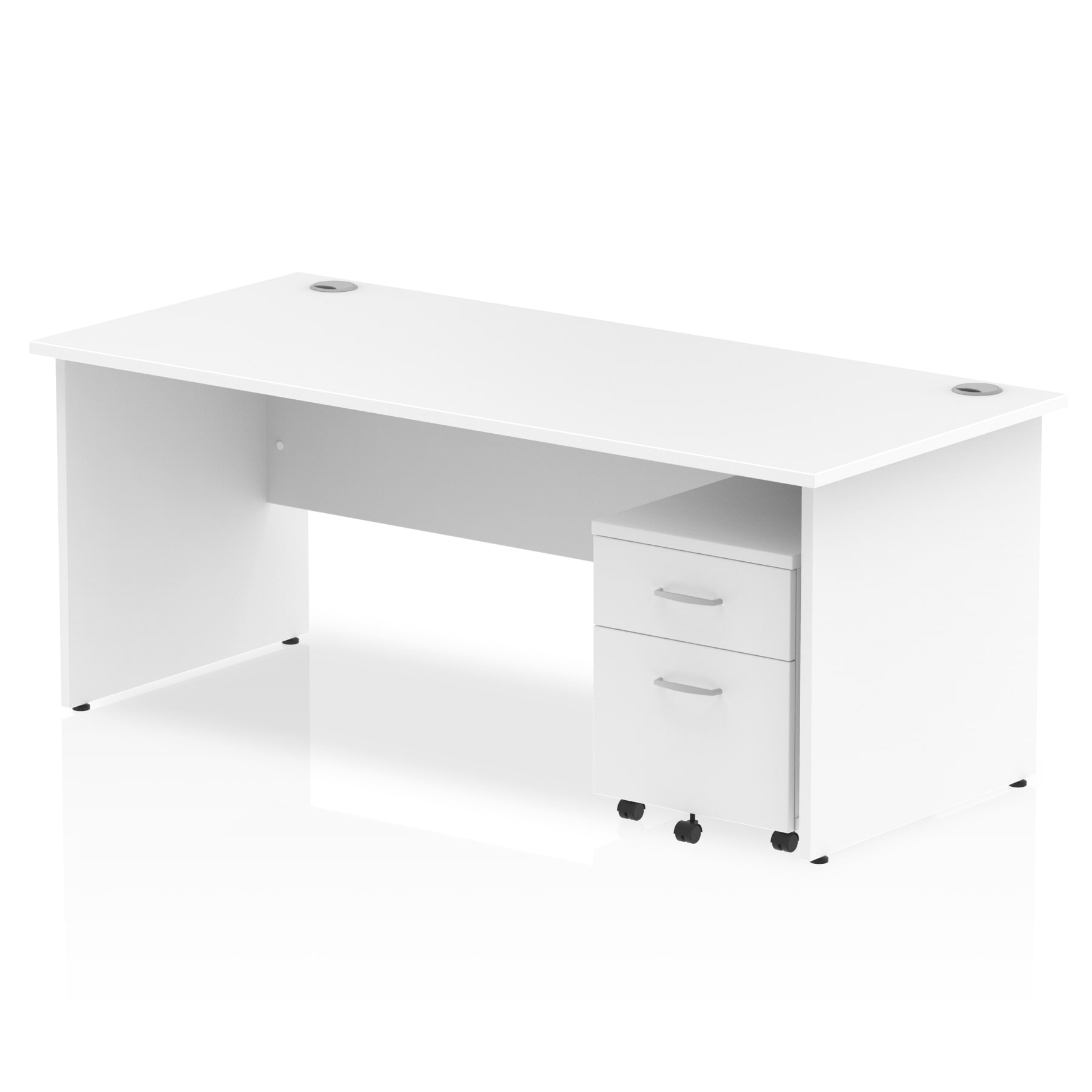 Impulse Panel End Straight Desk (1200-1800mm) with Mobile Pedestal - MFC, Rectangular, Lockable Drawers, 5-Year Guarantee