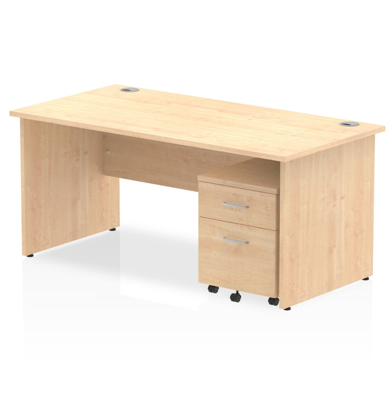 Impulse Panel End Straight Desk (1200-1800mm) with Mobile Pedestal - MFC, Rectangular, Lockable Drawers, 5-Year Guarantee