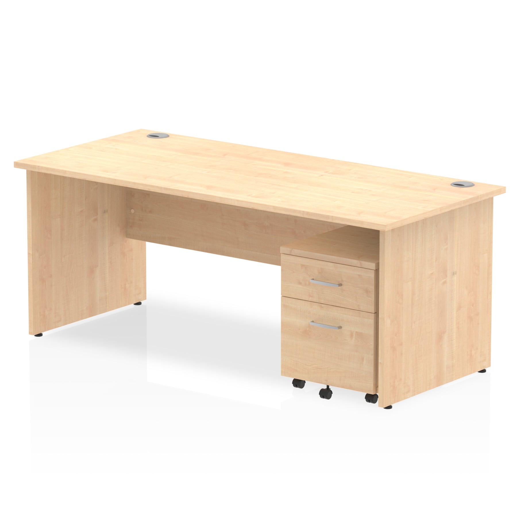 Impulse Panel End Straight Desk (1200-1800mm) with Mobile Pedestal - MFC, Rectangular, Lockable Drawers, 5-Year Guarantee