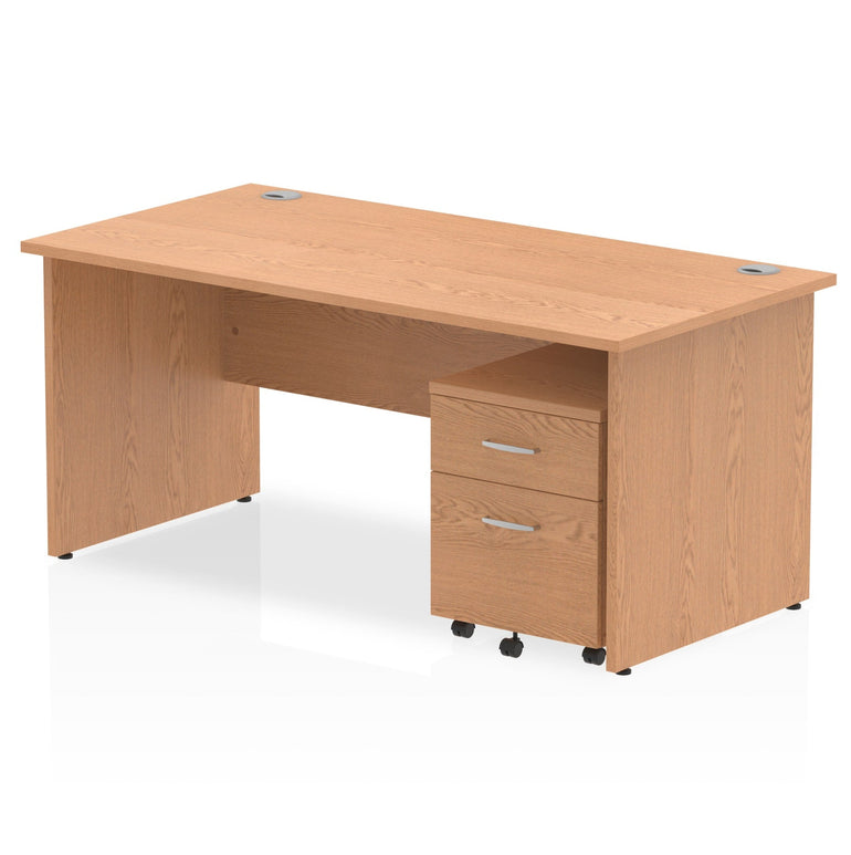Impulse Panel End Straight Desk (1200-1800mm) with Mobile Pedestal - MFC, Rectangular, Lockable Drawers, 5-Year Guarantee