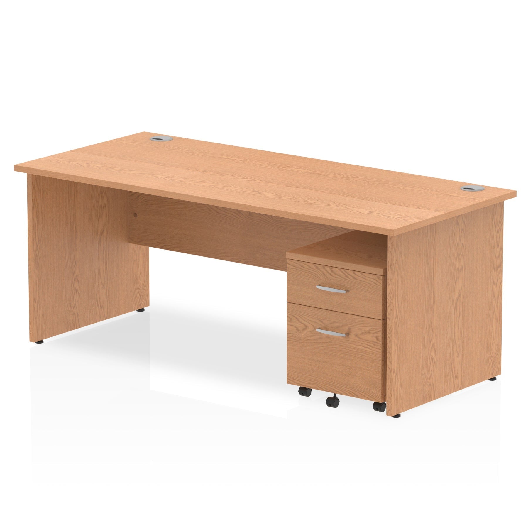 Impulse Panel End Straight Desk (1200-1800mm) with Mobile Pedestal - MFC, Rectangular, Lockable Drawers, 5-Year Guarantee