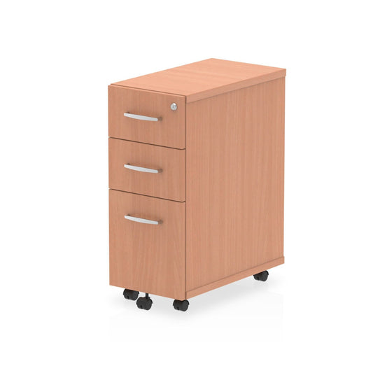 Impulse Narrow Under Desk Pedestal - 3 Drawers, 1 Filing Drawer, Lockable, MFC Material, 300x550x695mm, 5-Year Guarantee