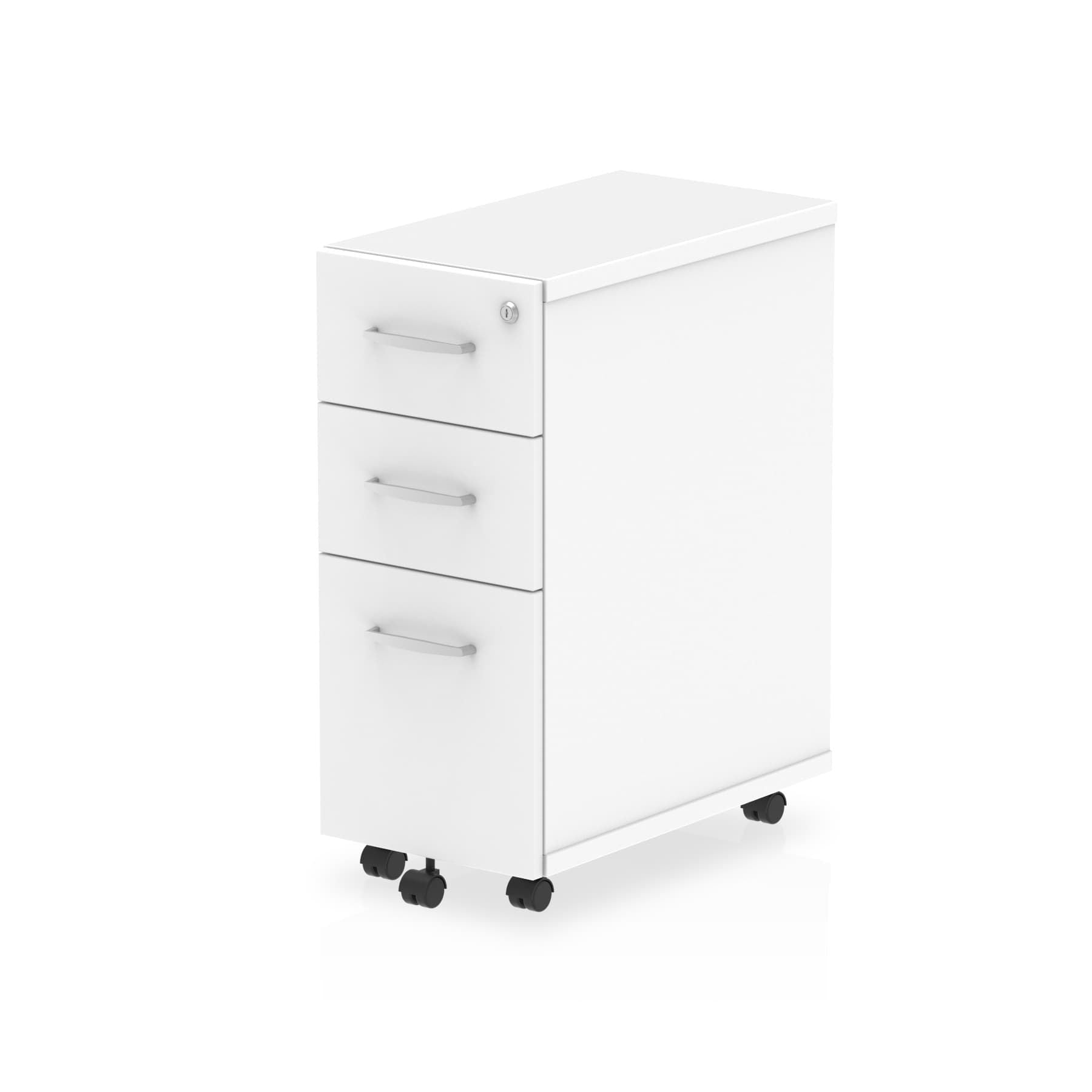 Impulse Narrow Under Desk Pedestal - 3 Drawers, 1 Filing Drawer, Lockable, MFC Material, 300x550x695mm, 5-Year Guarantee