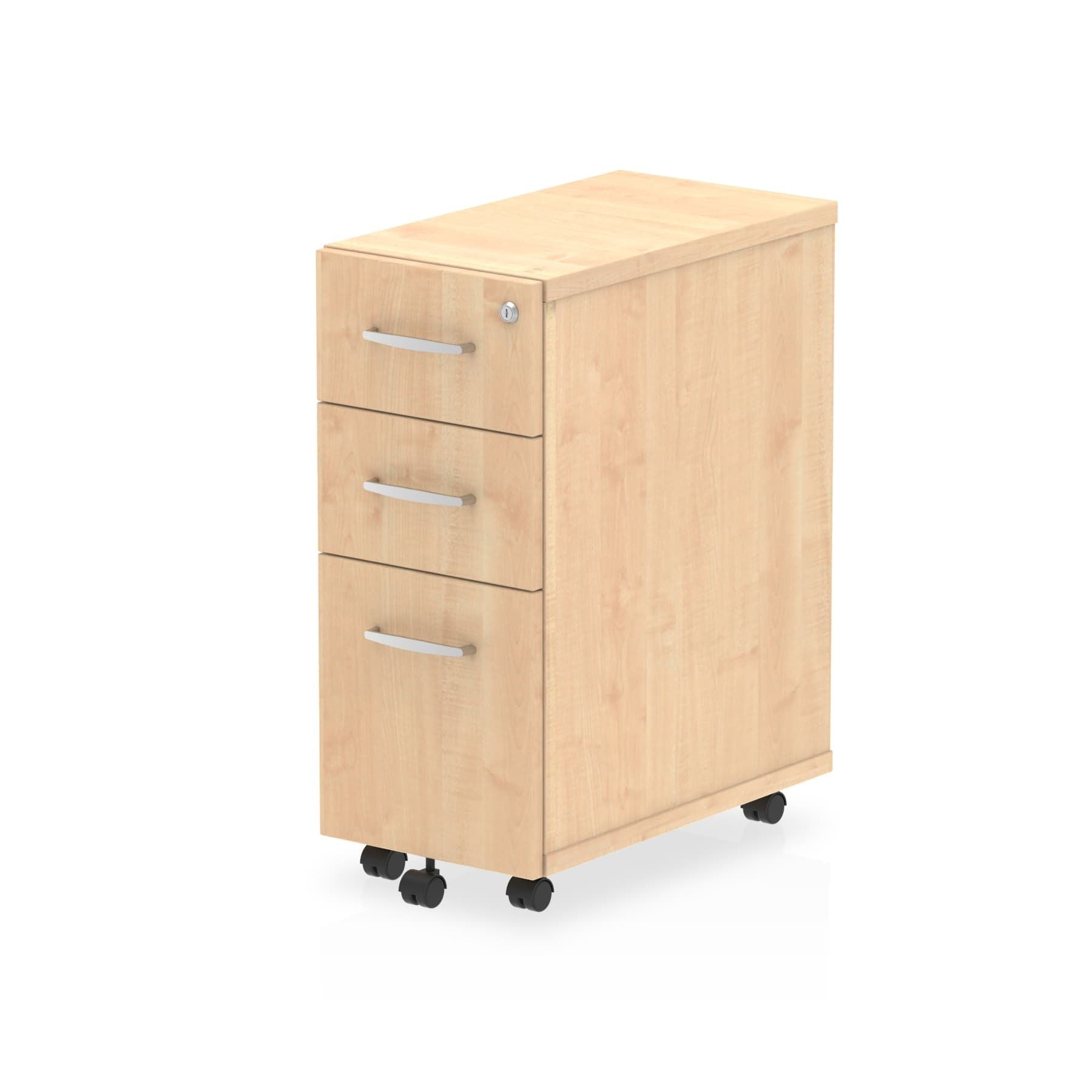 Impulse Narrow Under Desk Pedestal - 3 Drawers, 1 Filing Drawer, Lockable, MFC Material, 300x550x695mm, 5-Year Guarantee