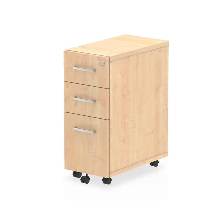 Impulse Narrow Under Desk Pedestal - 3 Drawers, 1 Filing Drawer, Lockable, MFC Material, 300x550x695mm, 5-Year Guarantee