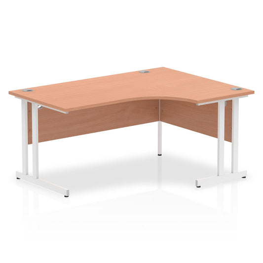 Impulse 1600mm Right Crescent Desk Cantilever Leg - MFC Material, 5-Year Guarantee, Self-Assembly, 1600x1200 Top, Silver/White/Black Frame