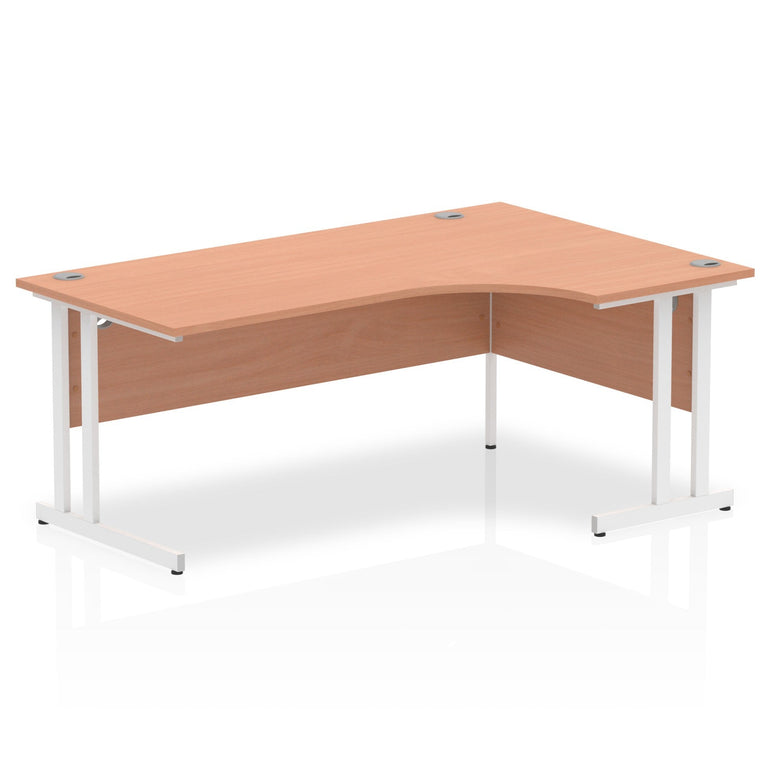 Impulse 1800mm Right Crescent Desk Cantilever Leg - MFC Material, Corner Shape, 1800x1200 Top, Silver/White/Black Frame, 5-Year Guarantee