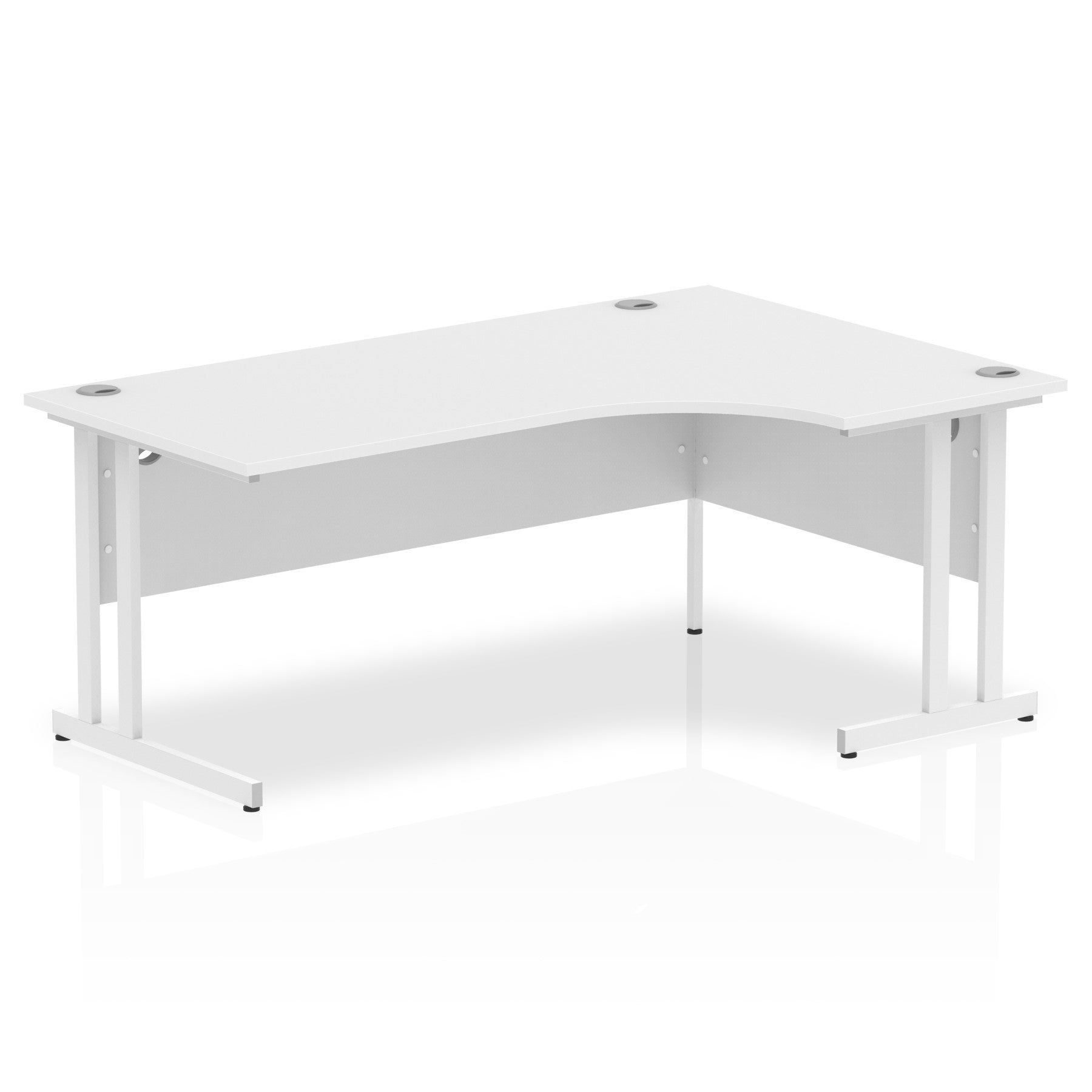 Impulse 1800mm Right Crescent Desk Cantilever Leg - MFC Material, Corner Shape, 1800x1200 Top, Silver/White/Black Frame, 5-Year Guarantee