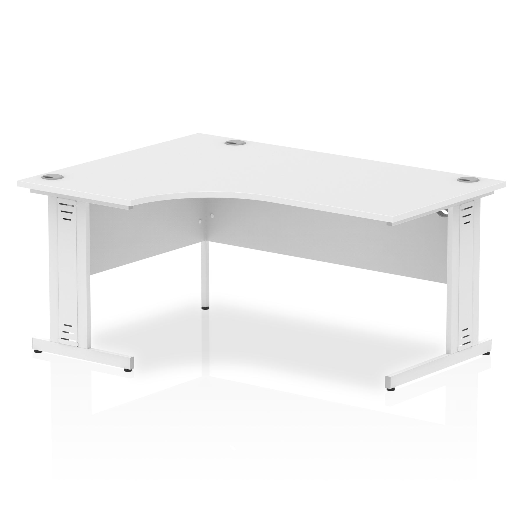 Dynasty Freestanding Corner Desk | Cable Managed Leg | Sturdy & Weather Resistant | 1600mm Left Crescent | Melamine Finish