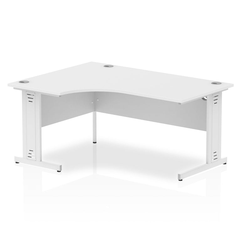 Dynasty Freestanding Corner Desk | Cable Managed Leg | Sturdy & Weather Resistant | 1600mm Left Crescent | Melamine Finish