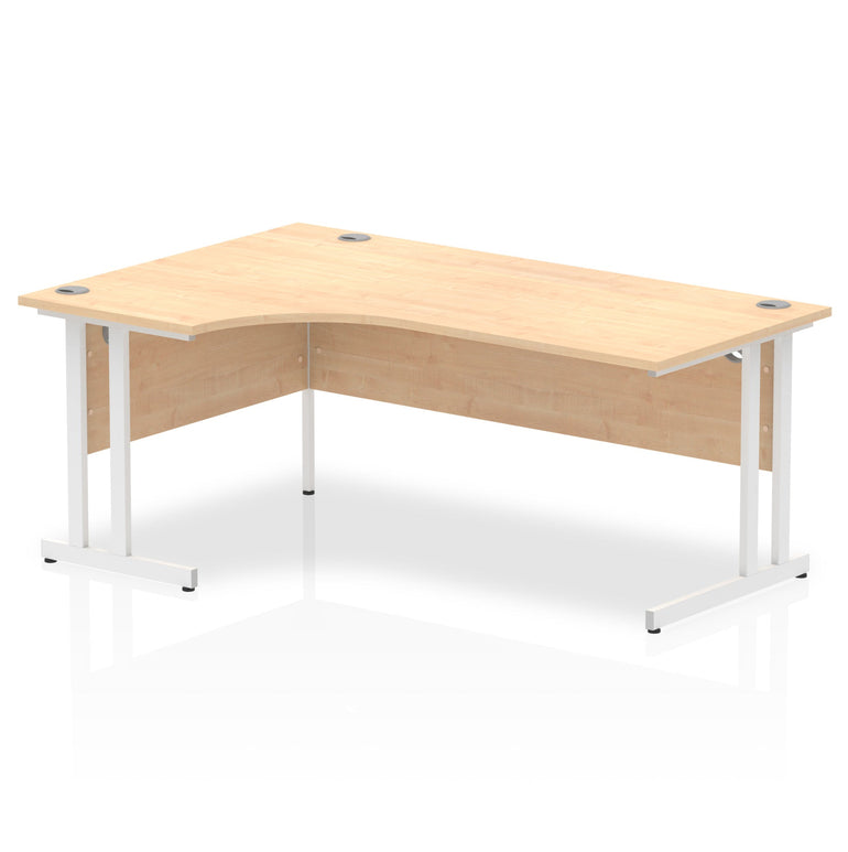 Impulse 1800mm Left Crescent Desk Cantilever Leg - 5-Year Guarantee, Self-Assembly, MFC Material, 1800x1200 Top, Silver/White/Black Frame