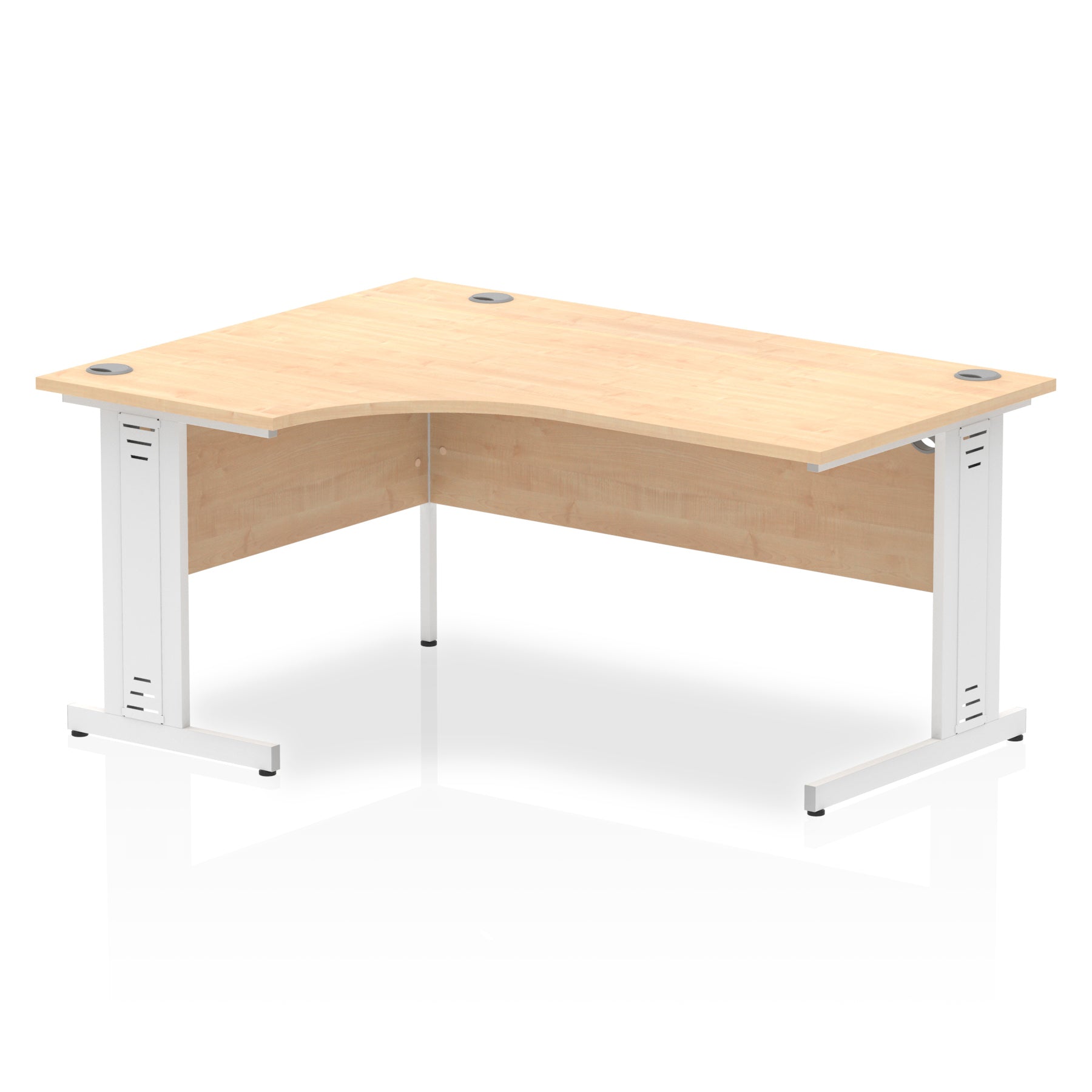 Dynasty Freestanding Corner Desk | Cable Managed Leg | Sturdy & Weather Resistant | 1600mm Left Crescent | Melamine Finish