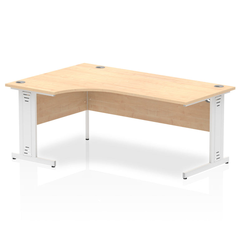 Impulse 1800mm Left Crescent Corner Desk | Cable Managed Leg | Sturdy Build | Weather & Heat Resistant Melamine Finish