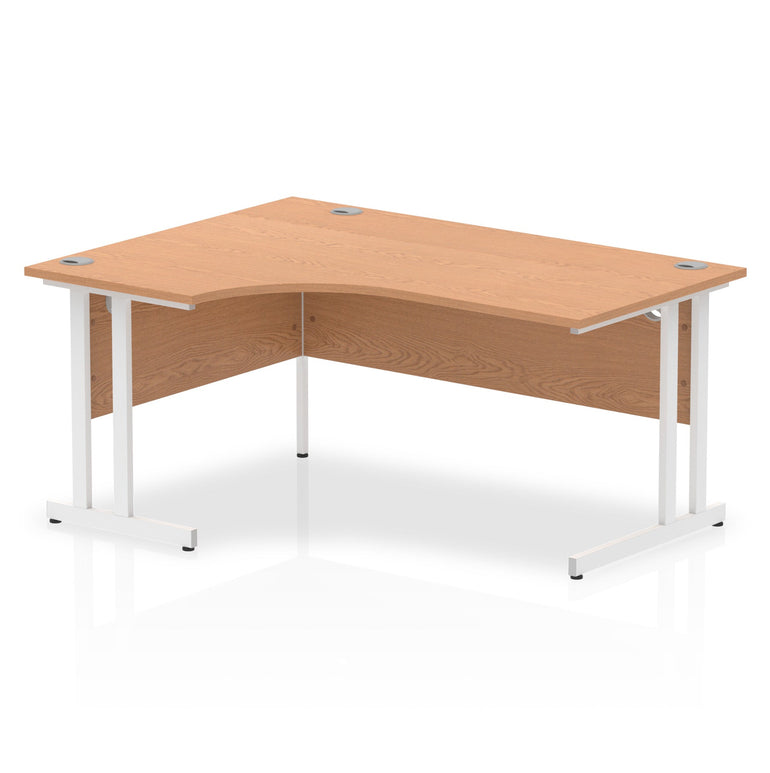 Impulse 1600mm Left Crescent Desk Cantilever Leg - MFC Material, Corner Shape, 1600x1200 Top, Silver/White/Black Frame, 5-Year Guarantee