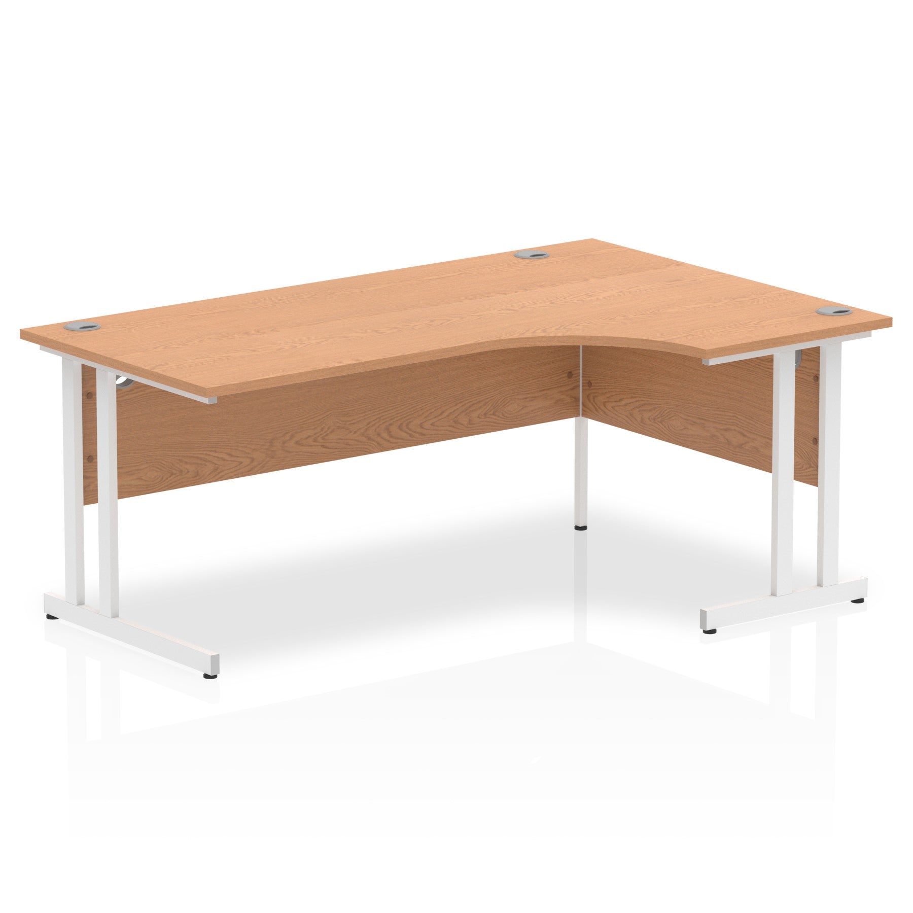 Impulse 1800mm Right Crescent Desk Cantilever Leg - MFC Material, Corner Shape, 1800x1200 Top, Silver/White/Black Frame, 5-Year Guarantee