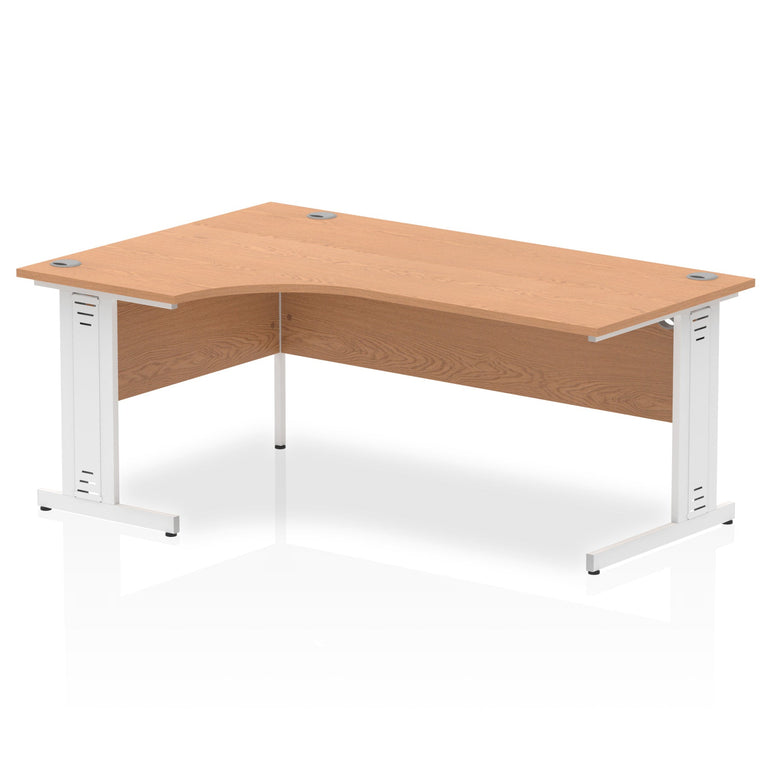 Impulse 1800mm Left Crescent Corner Desk | Cable Managed Leg | Sturdy Build | Weather & Heat Resistant Melamine Finish