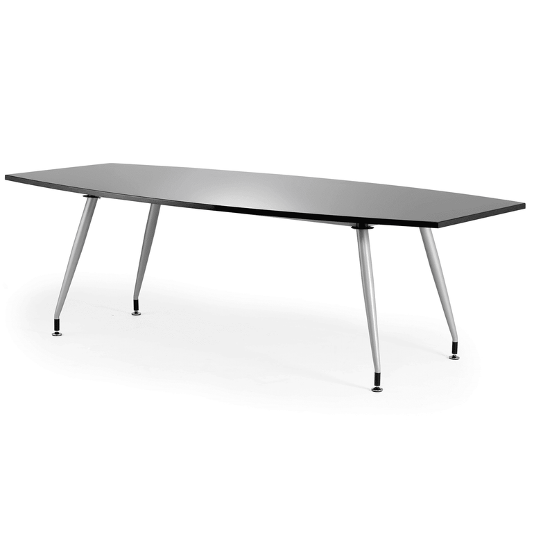 Hi-Gloss Rectangular Writable Boardroom Table - Self-Assembly, MFC Material, Silver Post Legs, 1800x1200 or 2400x1200, 5-Year Guarantee