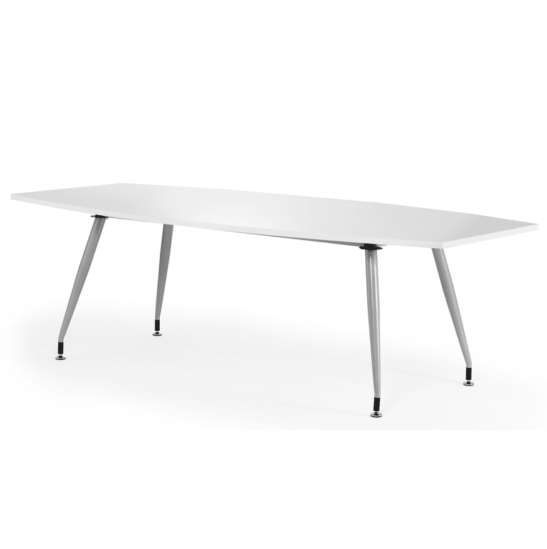 Hi-Gloss Rectangular Writable Boardroom Table - Self-Assembly, MFC Material, Silver Post Legs, 1800x1200 or 2400x1200, 5-Year Guarantee