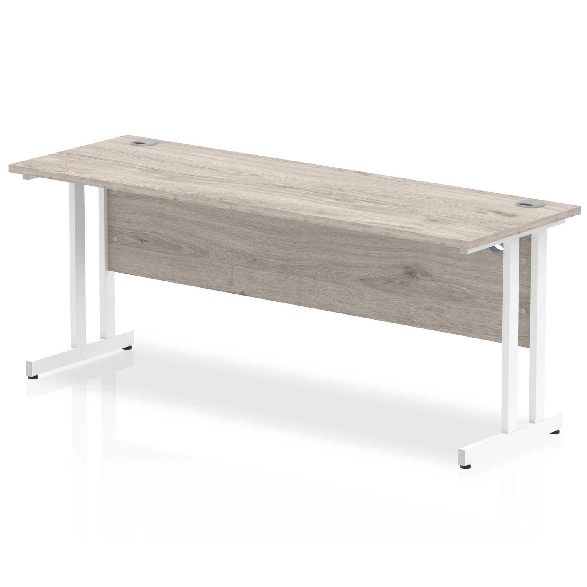 Impulse 1800mm Slimline Desk Cantilever Leg - MFC Rectangular, Self-Assembly, 5-Year Guarantee, Silver/White/Black Frame, 1800x600 Top