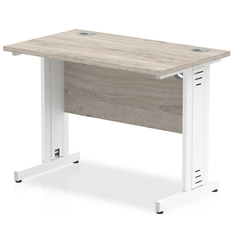 Impulse 1000mm Slimline Desk with Cable Managed Leg - MFC Rectangular, Self-Assembly, 5-Year Guarantee, 1000x600x730mm, 25.4kg, Silver/White Frame