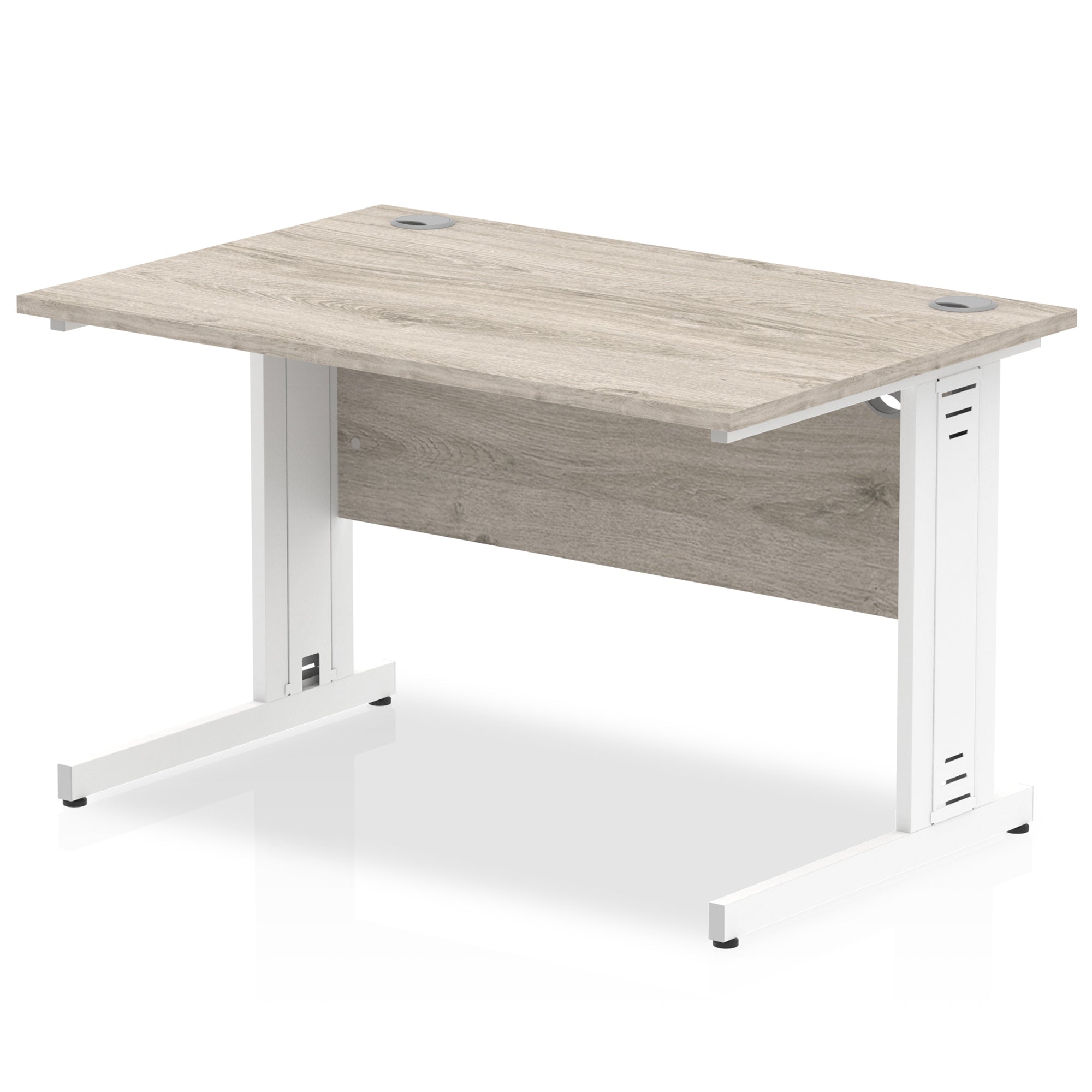 Impulse 1000mm Straight Desk with Cable Managed Leg - MFC Rectangular Table, 5-Year Guarantee, Self-Assembly, Silver/White Frame (1000x800x730mm)