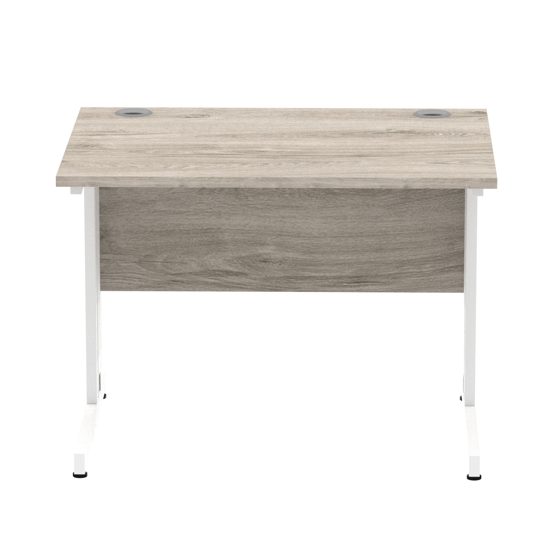 Impulse 1000mm Straight Desk with Cable Managed Leg - MFC Rectangular Table, 5-Year Guarantee, Self-Assembly, Silver/White Frame (1000x800x730mm)