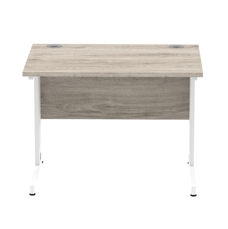 Impulse 1000mm Straight Desk with Cable Managed Leg - MFC Rectangular Table, 5-Year Guarantee, Self-Assembly, Silver/White Frame (1000x800x730mm)