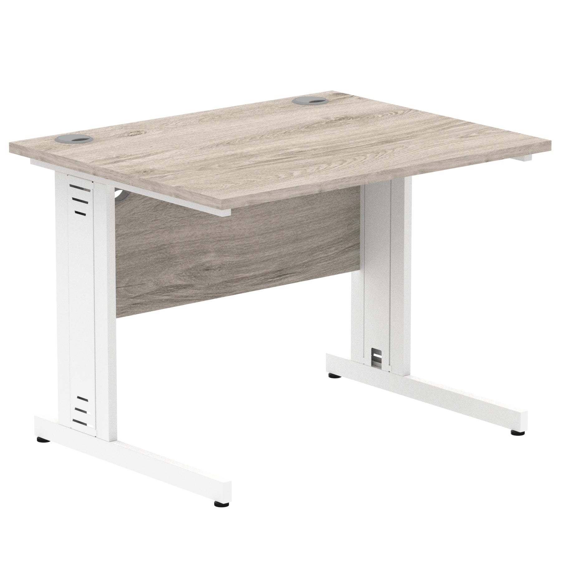 Impulse 1000mm Straight Desk with Cable Managed Leg - MFC Rectangular Table, 5-Year Guarantee, Self-Assembly, Silver/White Frame (1000x800x730mm)