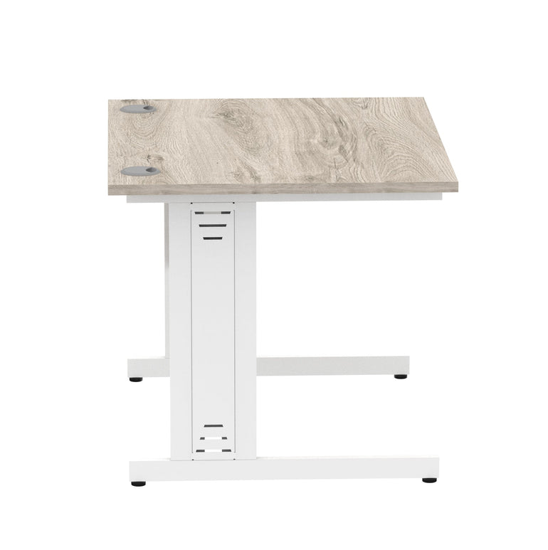Impulse 1000mm Straight Desk with Cable Managed Leg - MFC Rectangular Table, 5-Year Guarantee, Self-Assembly, Silver/White Frame (1000x800x730mm)
