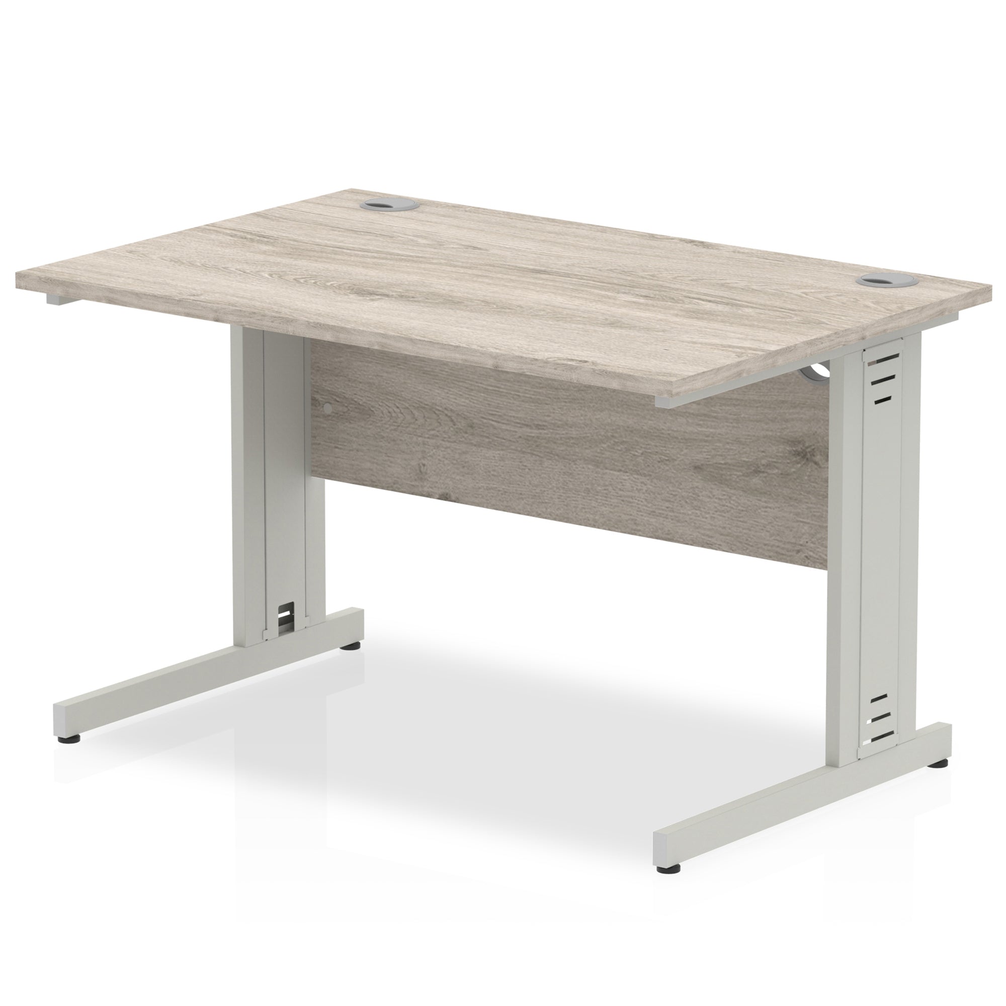 Impulse 1200mm Straight Desk with Cable Managed Leg - MFC Rectangular Table, Self-Assembly, 5-Year Guarantee, Silver/White Frame (1200x800x730mm)