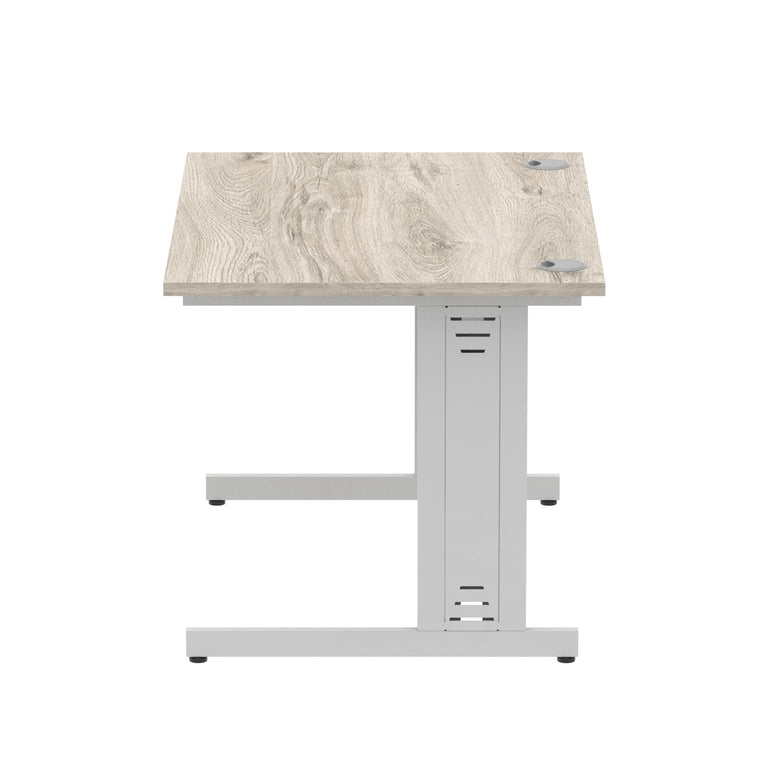 Impulse 1200mm Straight Desk with Cable Managed Leg - MFC Rectangular Table, Self-Assembly, 5-Year Guarantee, Silver/White Frame (1200x800x730mm)