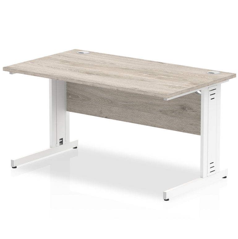 Impulse 1200mm Straight Desk with Cable Managed Leg - MFC Rectangular Table, Self-Assembly, 5-Year Guarantee, Silver/White Frame (1200x800x730mm)