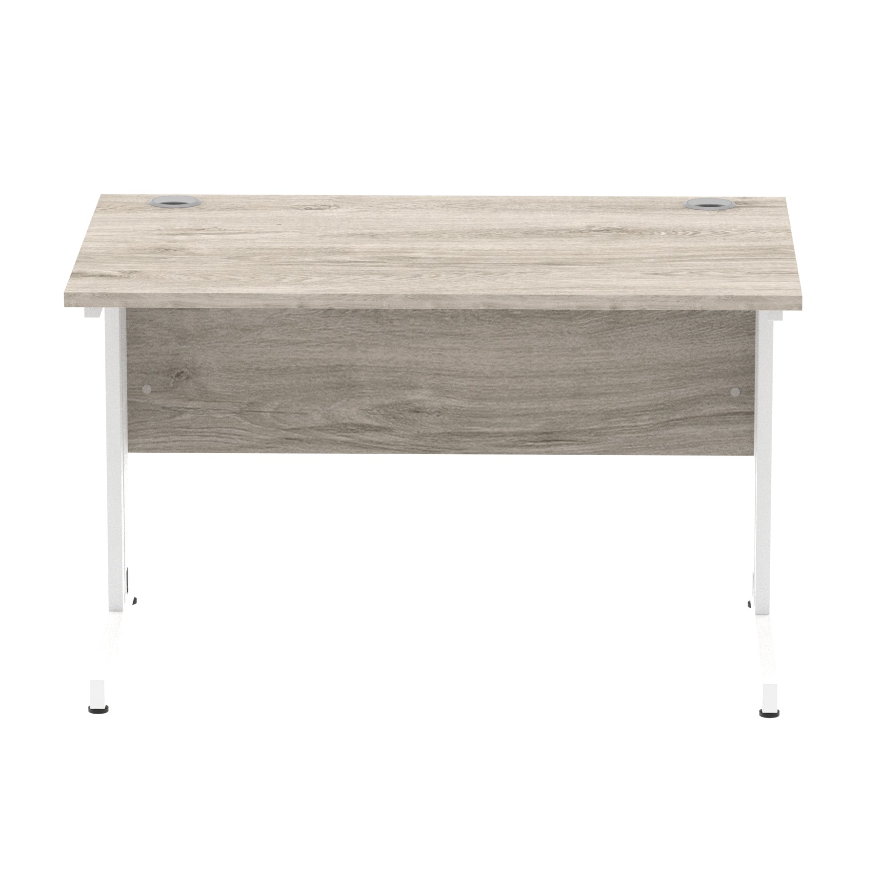 Impulse 1200mm Straight Desk with Cable Managed Leg - MFC Rectangular Table, Self-Assembly, 5-Year Guarantee, Silver/White Frame (1200x800x730mm)