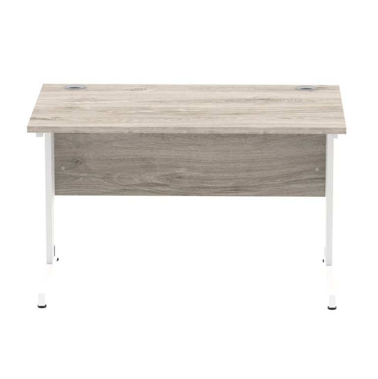 Impulse 1200mm Straight Desk with Cable Managed Leg - MFC Rectangular Table, Self-Assembly, 5-Year Guarantee, Silver/White Frame (1200x800x730mm)