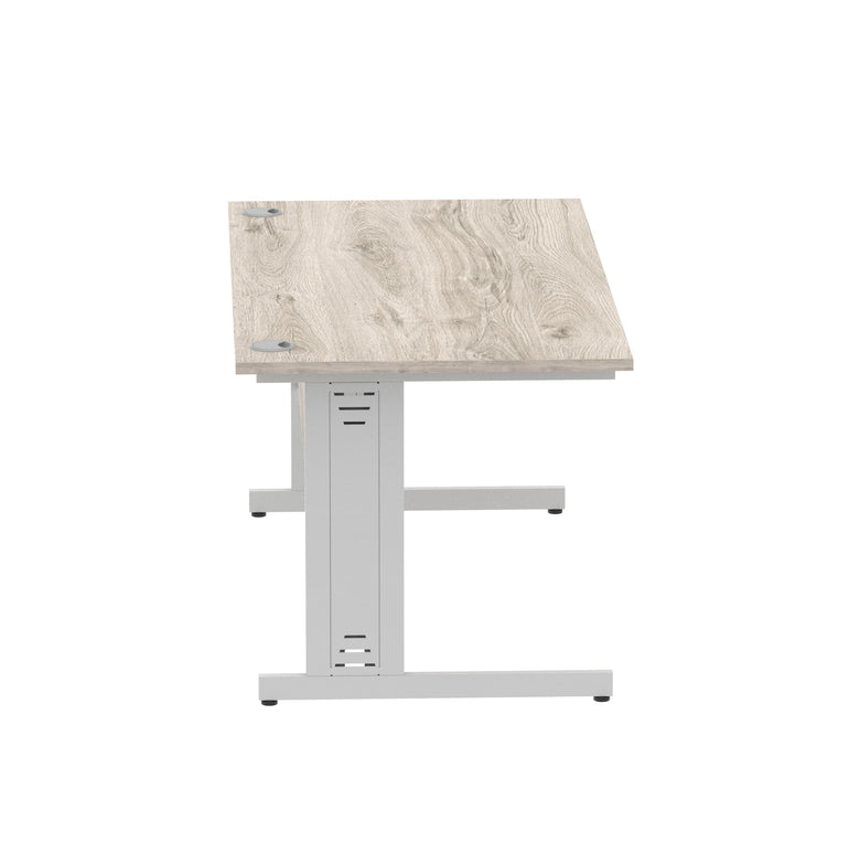 Impulse 1600mm Straight Desk with Cable Managed Leg - MFC Rectangular Table, 1600x800, Silver/White Frame, 5-Year Guarantee