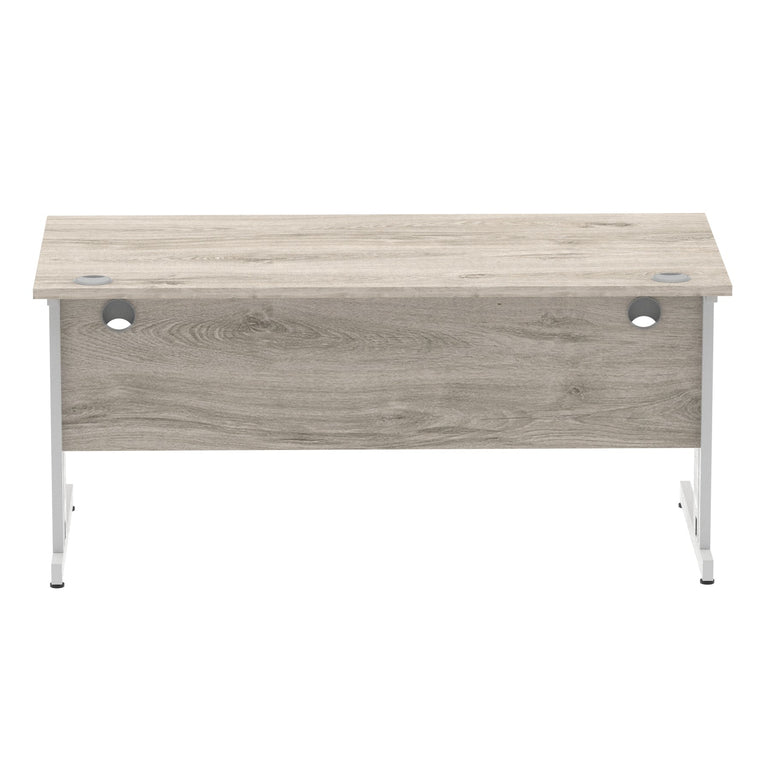Impulse 1600mm Straight Desk with Cable Managed Leg - MFC Rectangular Table, 1600x800, Silver/White Frame, 5-Year Guarantee