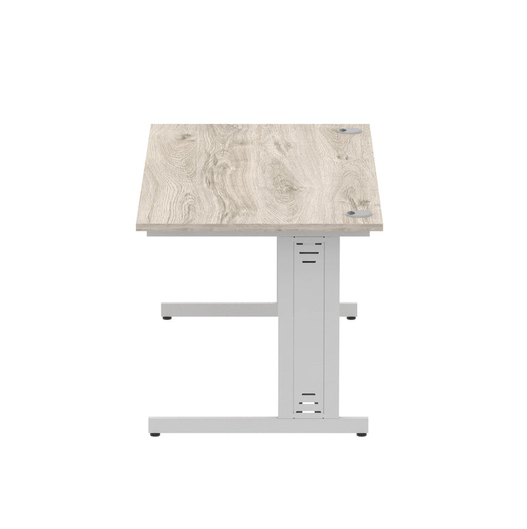 Impulse 1600mm Straight Desk with Cable Managed Leg - MFC Rectangular Table, 1600x800, Silver/White Frame, 5-Year Guarantee