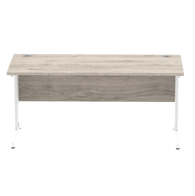 Impulse 1600mm Straight Desk with Cable Managed Leg - MFC Rectangular Table, 1600x800, Silver/White Frame, 5-Year Guarantee
