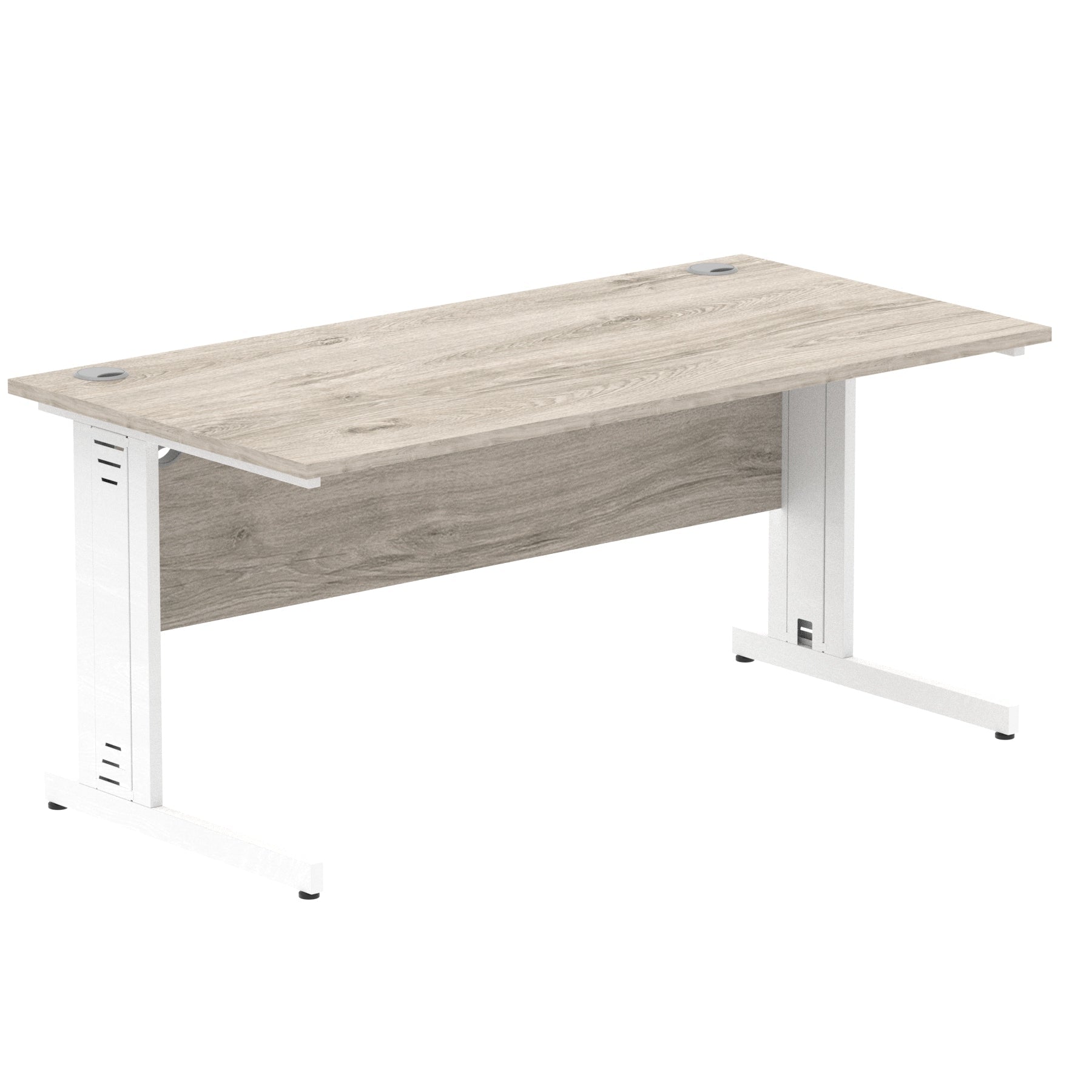 Impulse 1600mm Straight Desk with Cable Managed Leg - MFC Rectangular Table, 1600x800, Silver/White Frame, 5-Year Guarantee