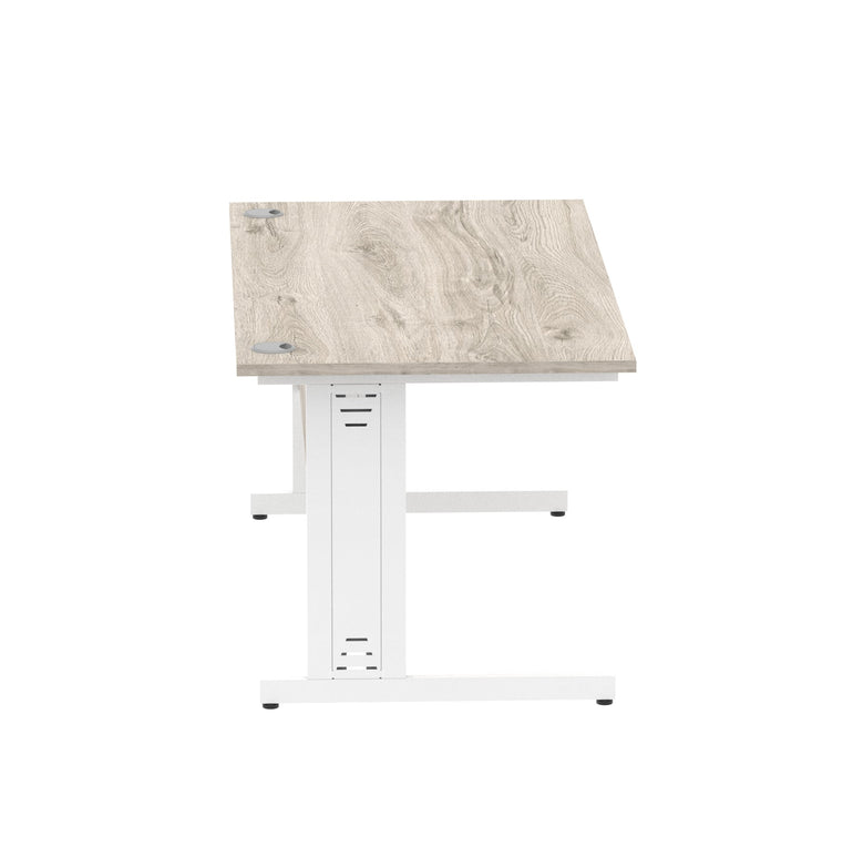 Impulse 1600mm Straight Desk with Cable Managed Leg - MFC Rectangular Table, 1600x800, Silver/White Frame, 5-Year Guarantee