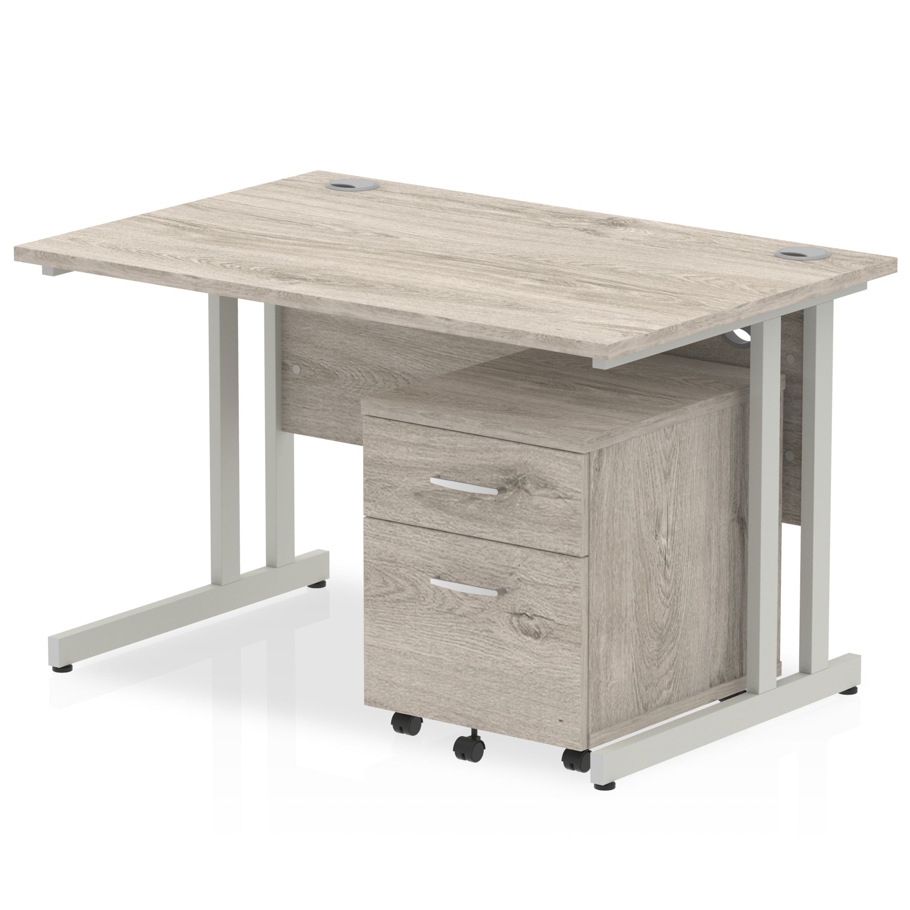 Impulse 1200mm Cantilever Straight Desk & Mobile Pedestal - MFC, Rectangular, 2/3 Lockable Drawers, Self-Assembly, 5-Year Guarantee