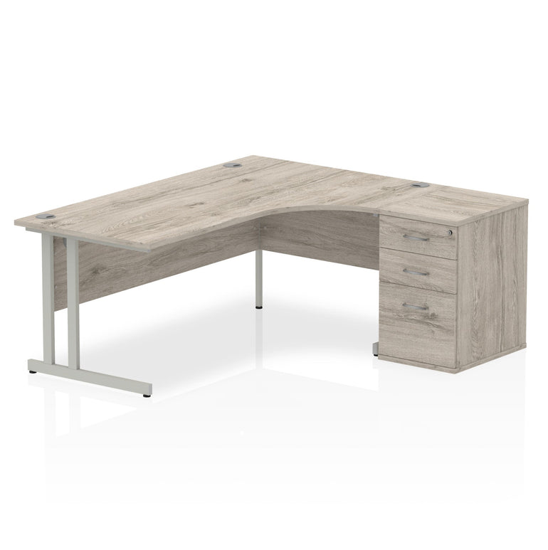 Sturdy 1800mm Freestanding Cantilever Desk with Pedestal | Heat & Weather Resistant Melamine Finish | Dynasty