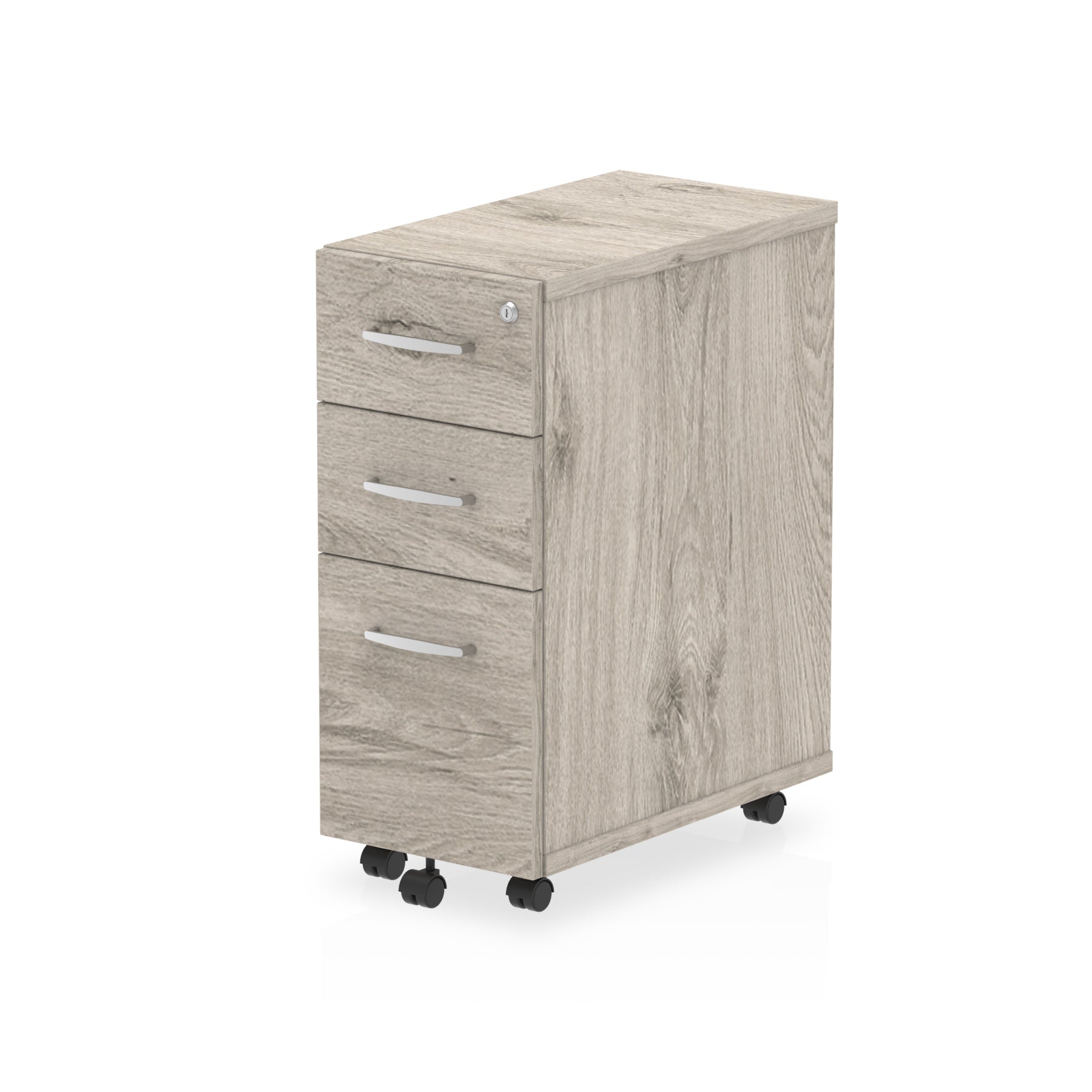 Impulse Narrow Under Desk Pedestal - 3 Drawers, 1 Filing Drawer, Lockable, MFC Material, 300x550x695mm, 5-Year Guarantee