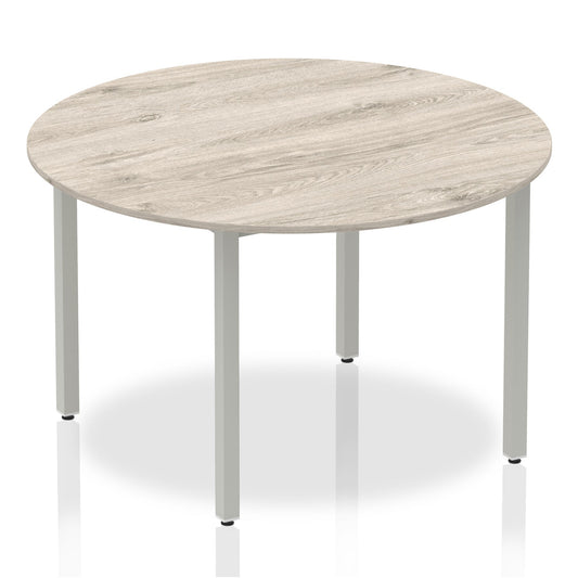 Impulse 1200x1200 Circle Table with Silver Box Frame Leg - MFC Material, Self-Assembly, 5-Year Guarantee